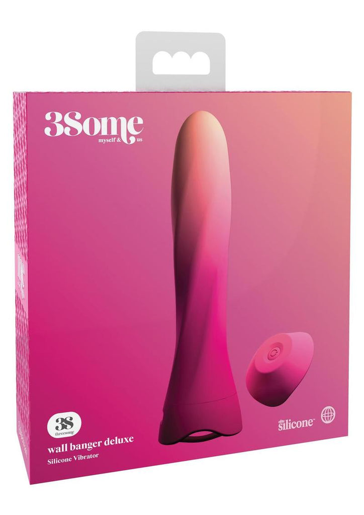 3Some Wall Banger Deluxe Silicone Rechargeable Vibrator with Remote Control - Pink