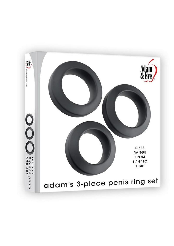 Adam and Eve - Adam's 3 Piece Silicone Penis Ring - Black - Set
