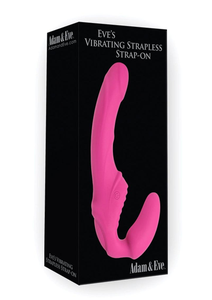 Adam and Eve - Eve's Rechargeable Silicone Dual Vibrating Strapless Strap-On - Pink