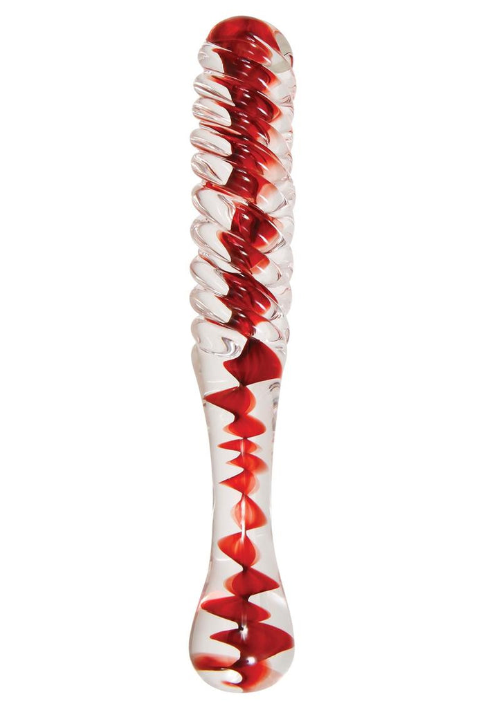 Adam and Eve - Eve's Sweetheart Swirl Glass Dildo - Clear/Red - 8.9in