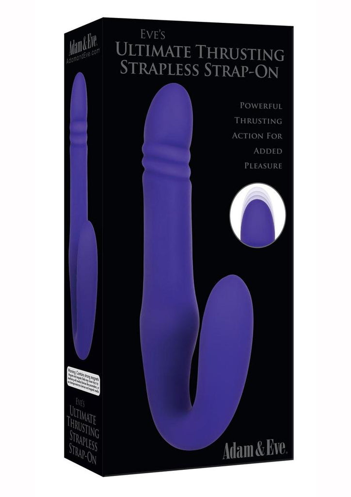 Adam and Eve - Eve's Ultimate Thrusting Strapless Strap-On Rechargeable Silicone Dong - Purple
