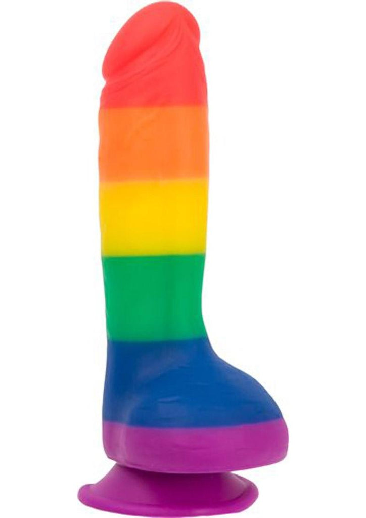 Addiction Toy Collection Justin Silicone Dildo with Balls - Multicolor - 8in