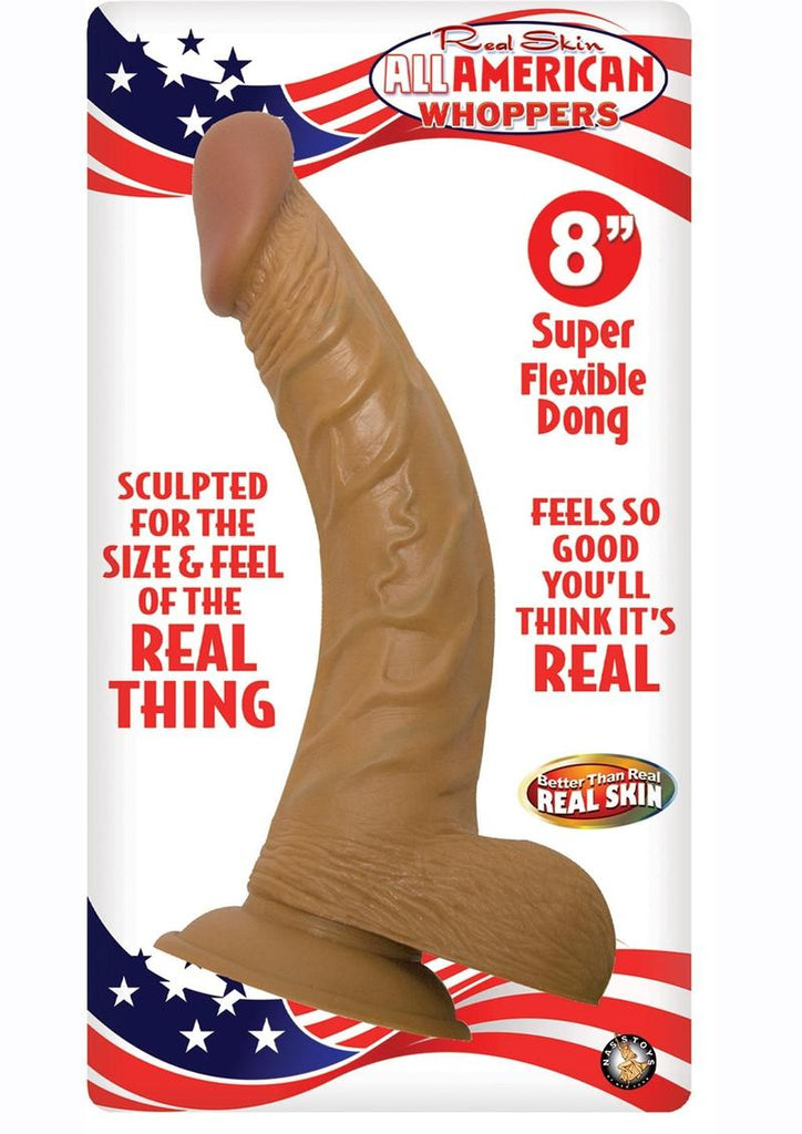 All American Whoppers Dildo with Balls Latin - Brown/Caramel - 8in