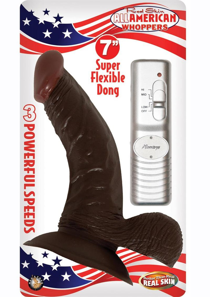 All American Whoppers Vibrating Dildo with Balls - Brown/Chocolate - 7in