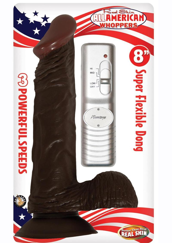 All American Whoppers Vibrating Dildo with Balls - Brown/Chocolate - 8in