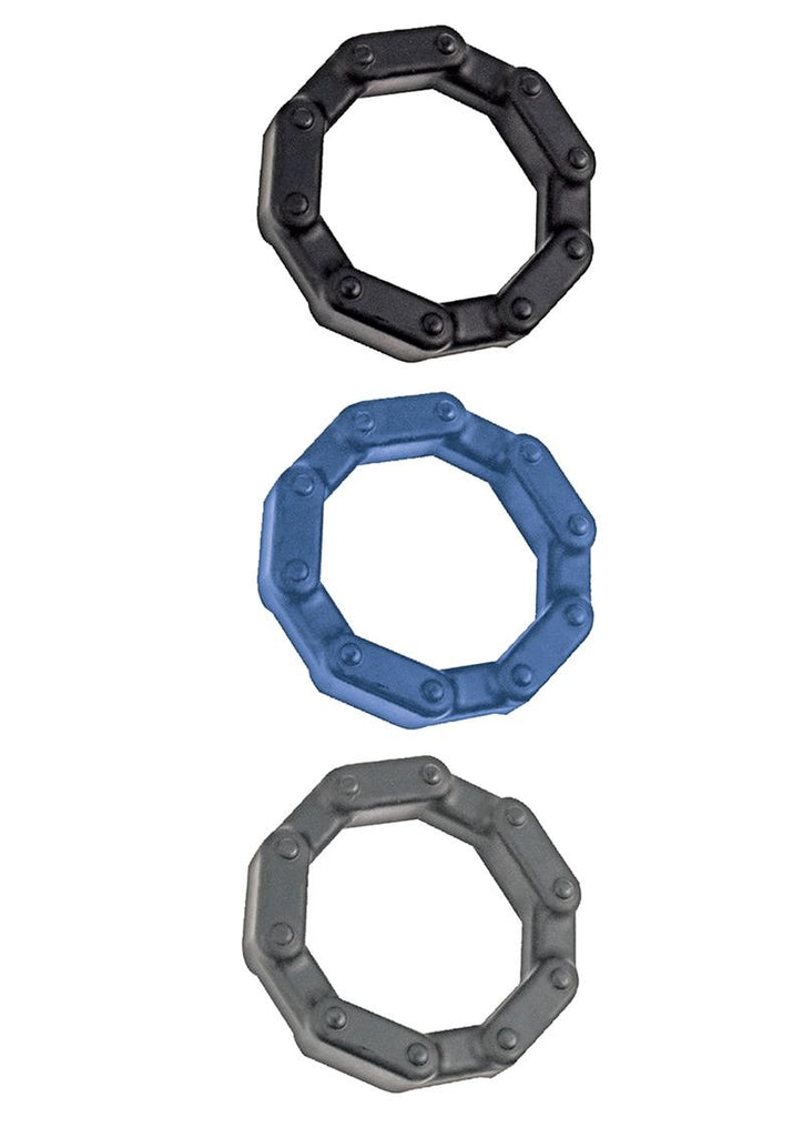 Anal-Ese Collection Chainlink Silicone Cock Rings - Assorted Colors/Multicolor - 3 Pack