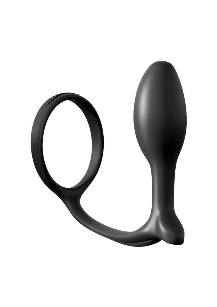 Anal Fantasy Collection Ass-Gasm Cockring Beginners Silicone Plug Slim - Black - 3.4in
