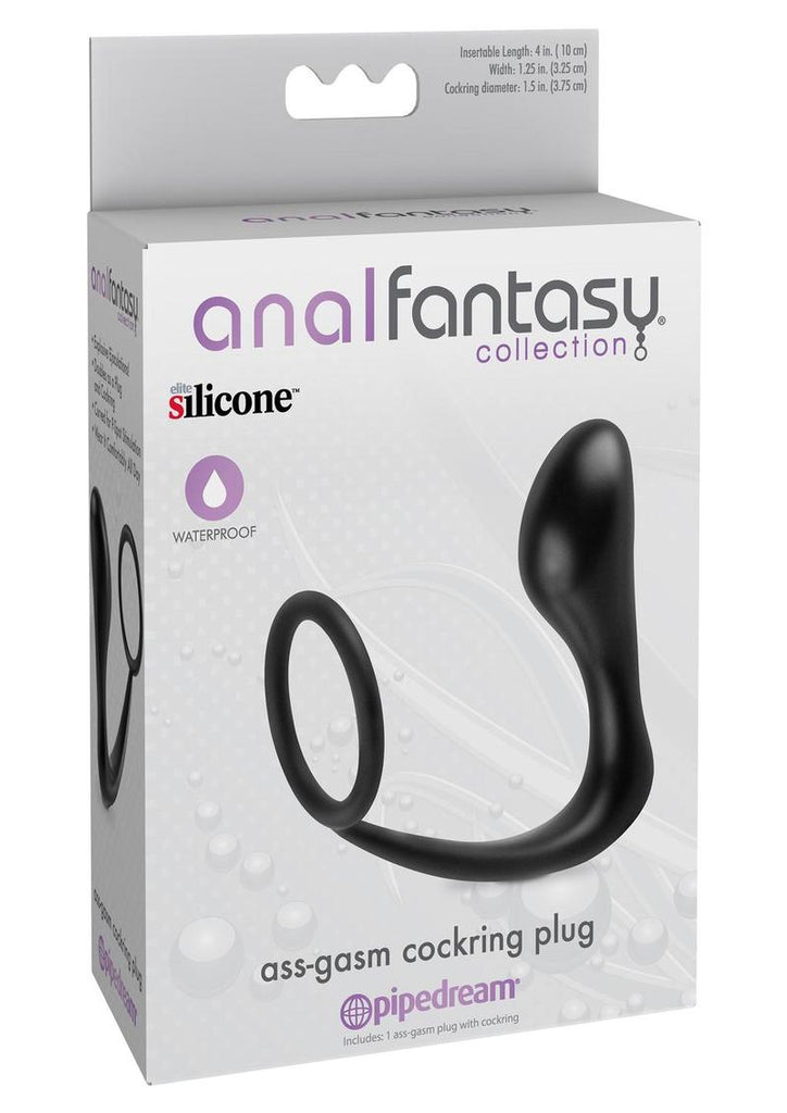 Anal Fantasy Collection Ass-Gasm Cockring Plug - Black - 4in