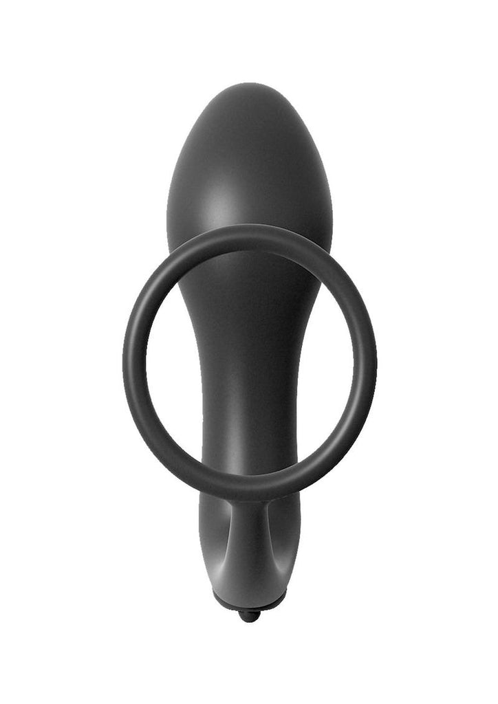 Anal Fantasy Collection Ass-Gasm Cockring Vibrating Plug Kit Silicone Waterproof - Black