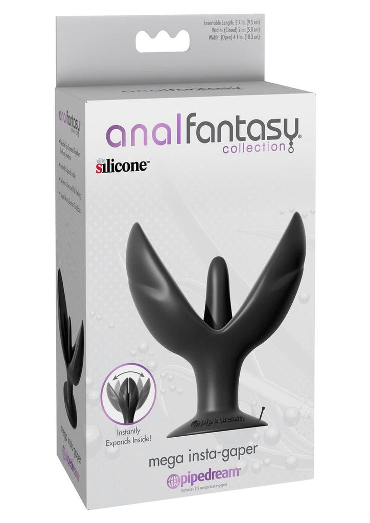 Anal Fantasy Collection Mega Insta-Gaper Silicone Plug Expander - Black - 3.7in