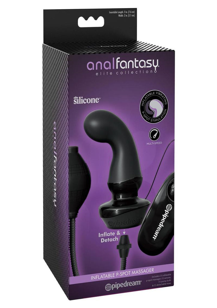 Anal Fantasy Elite Inflatable Silicone P-Spot Massager - Black - 4.9in