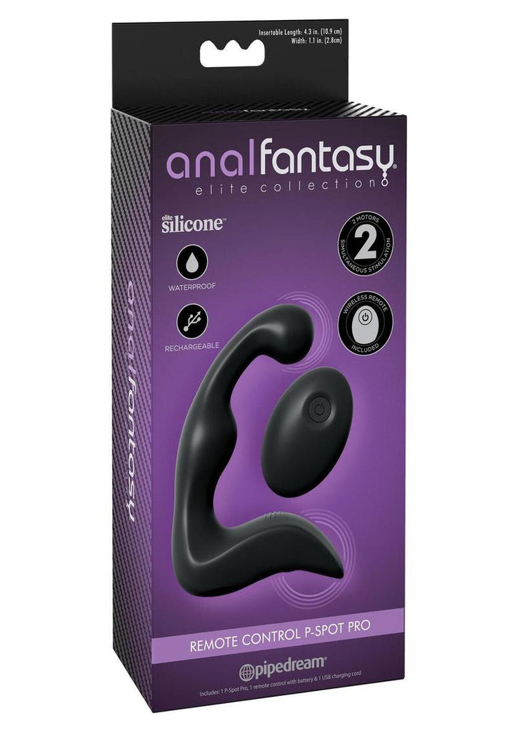 Anal Fantasy Elite Silicone Rechargeable Remote Control P-Spot Pro Waterproof - Black