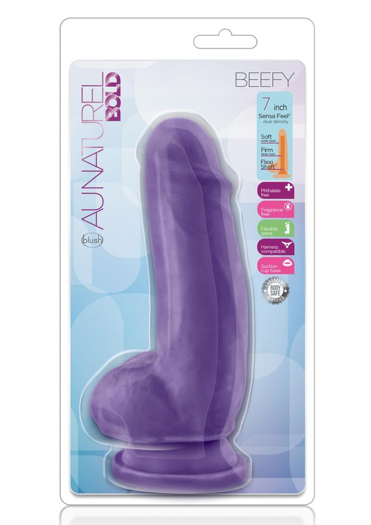 Au Naturel Bold Beefy Dildo with Suction Cup - Purple - 7in
