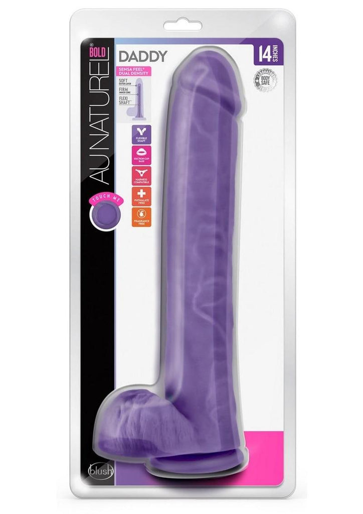 Au Naturel Bold Daddy Dildo with Suction Cup - Purple - 14in