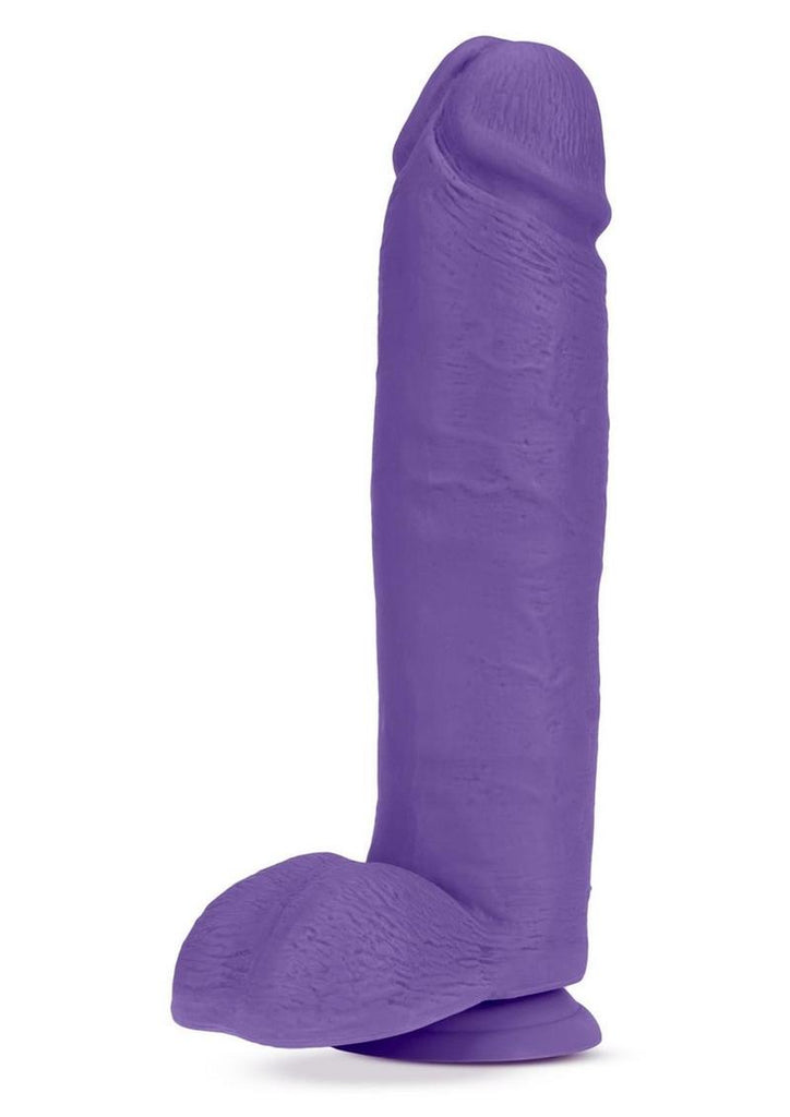Au Naturel Bold Huge Dildo with Suction Cup and Balls - Purple - 10in