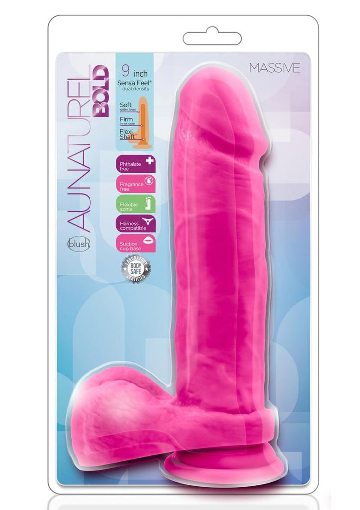 Au Naturel Bold Massive Dildo with Suction Cup - Pink - 9in
