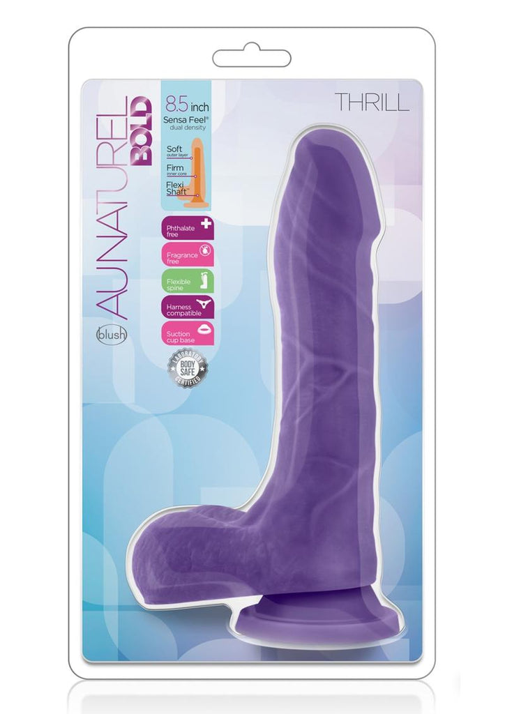 Au Naturel Bold Thrill Dildo with Suction Cup - Purple - 8.5in