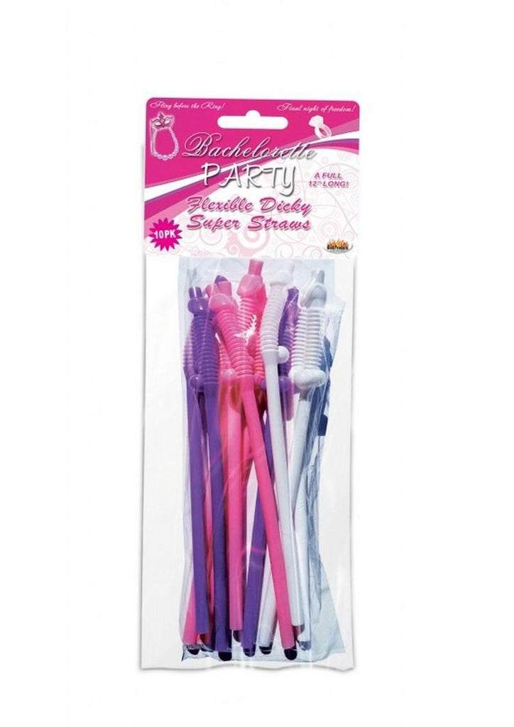 Bachelorette Party Flexible Dicky Super Straws - 10 Per Pack
