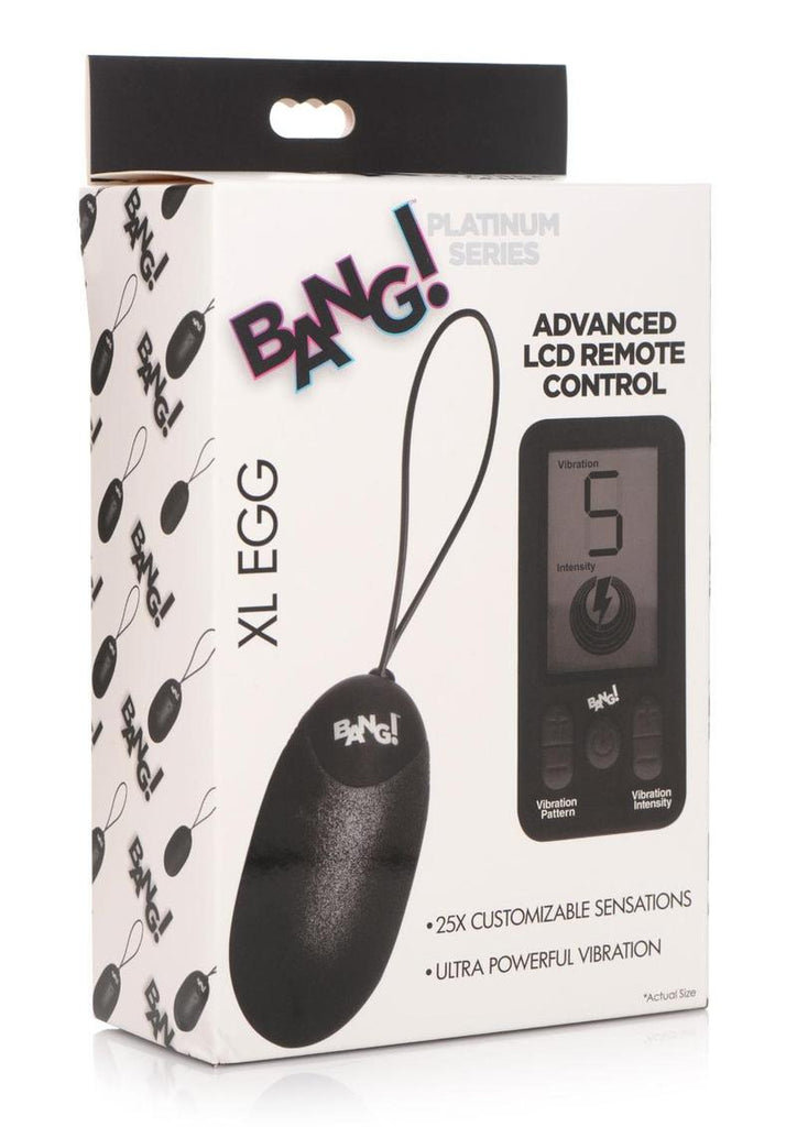 Bang 25x Rechargeable Silicone XL Egg with Remote Control - Black - XLarge