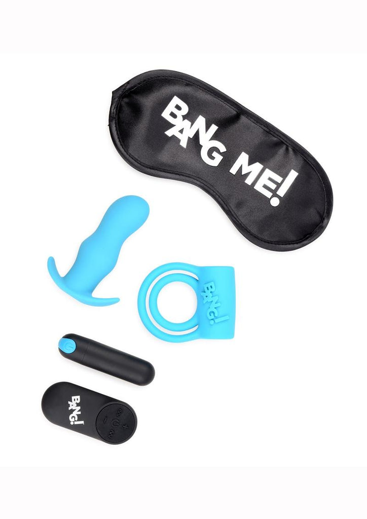 Bang! Duo Blast Plug and Cock Ring Kit - Blue - Set Of 4