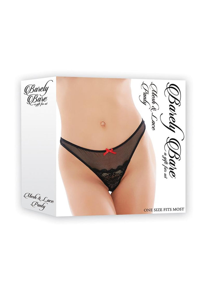 Barely Bare Mesh and Lace Panty - Black - One Size
