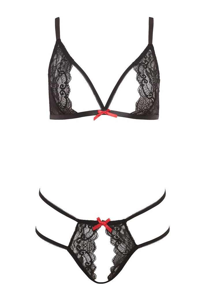 Barely Bare Tie Me Up Lingerie - Black - One Size - Set