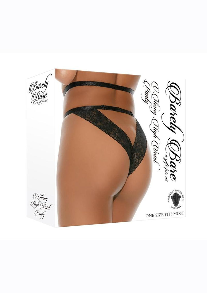 Barely Bare V Thong High Waist Panty - Black - One Size