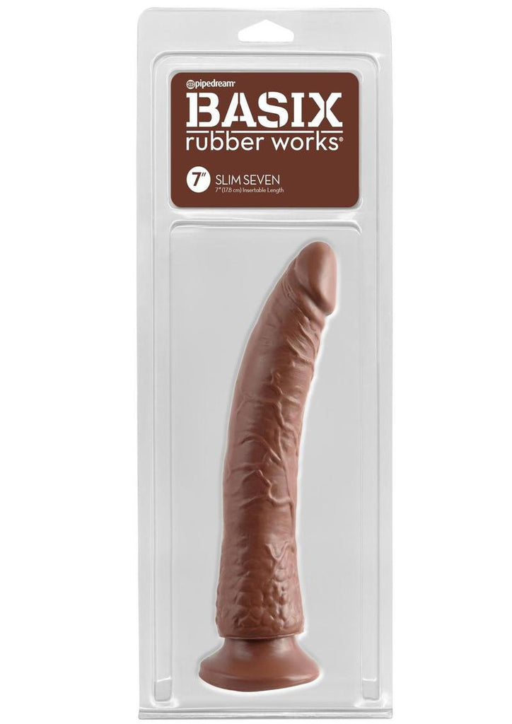 Basix Dong Slim 7 with Suction Cup - Brown - 7in