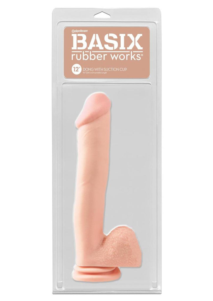 Basix Rubber Works Dong with Suction Cup - Flesh - 12in