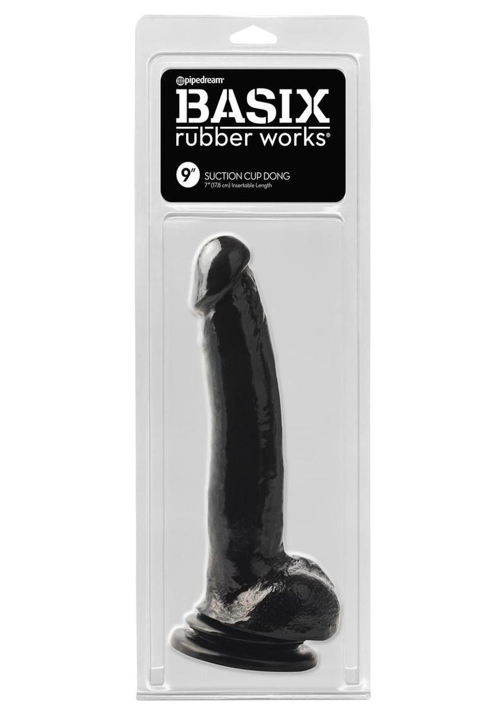 Basix Rubber Works Suction Cup Dong - Black - 9in