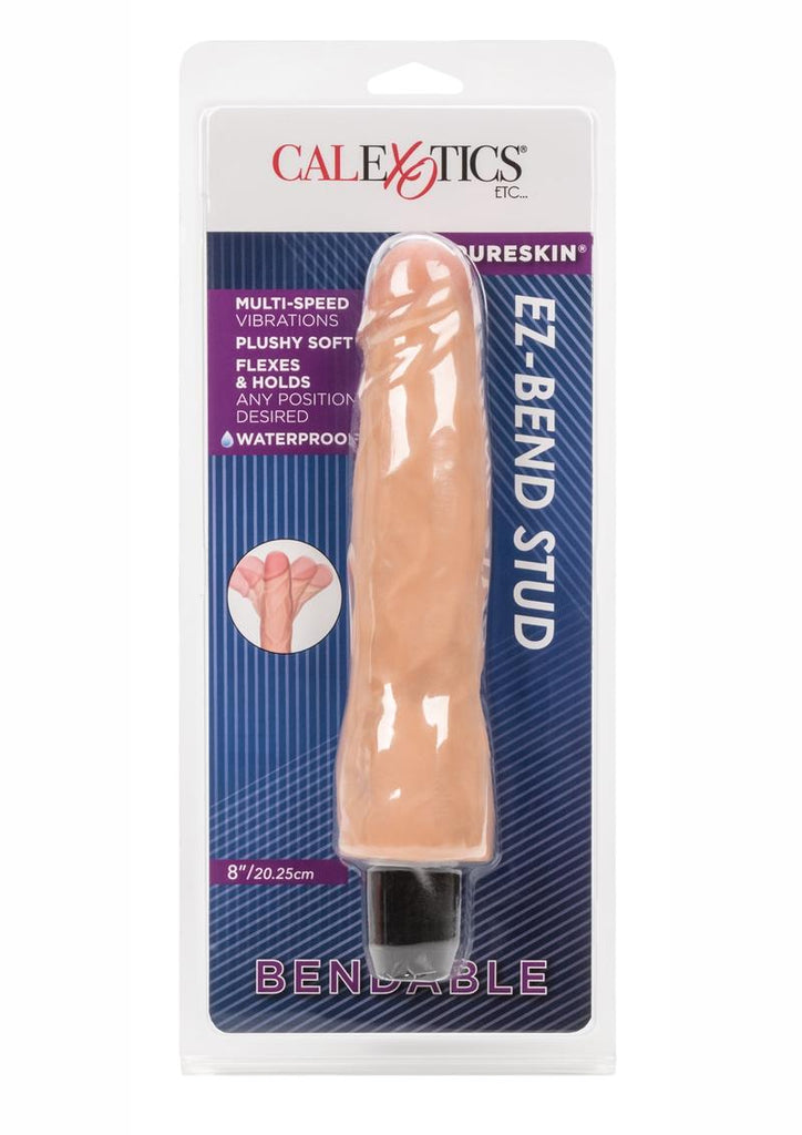 Bendable Pureskin EZ-Bend Stud Vibrating Dildo - Flesh/Vanilla - 8in