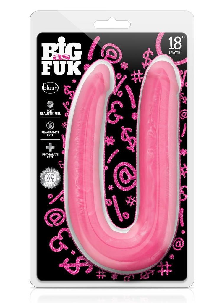 Big As Fuk Double Headed Dildo with Suction Cup - Pink - 18in
