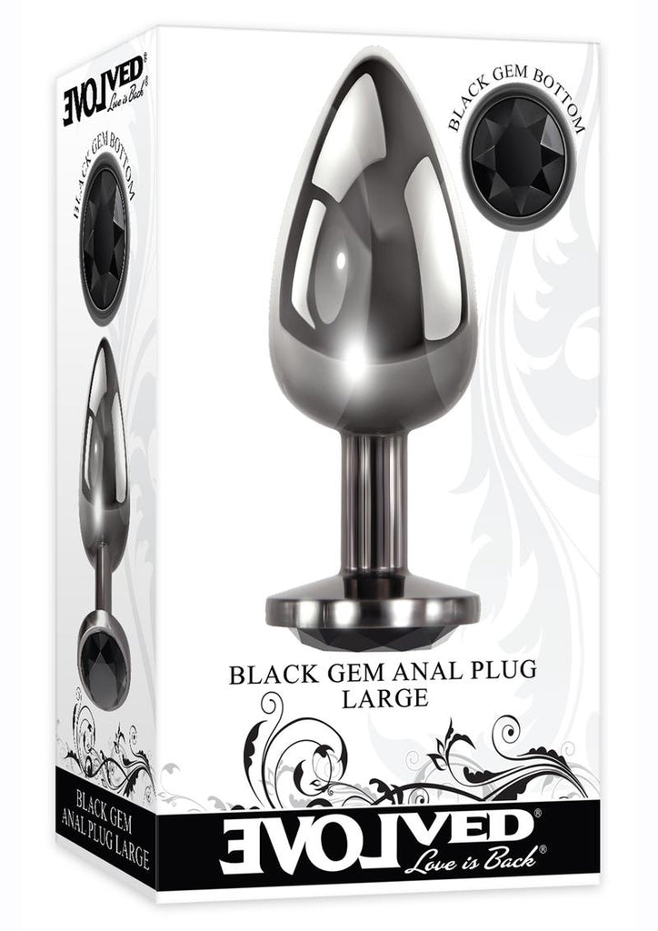 Black Gem Anal Plug - Black/Metal - Large