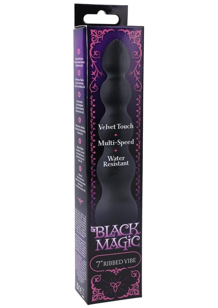 Black Magic Ribbed Vibe Waterproof - Black - 7in