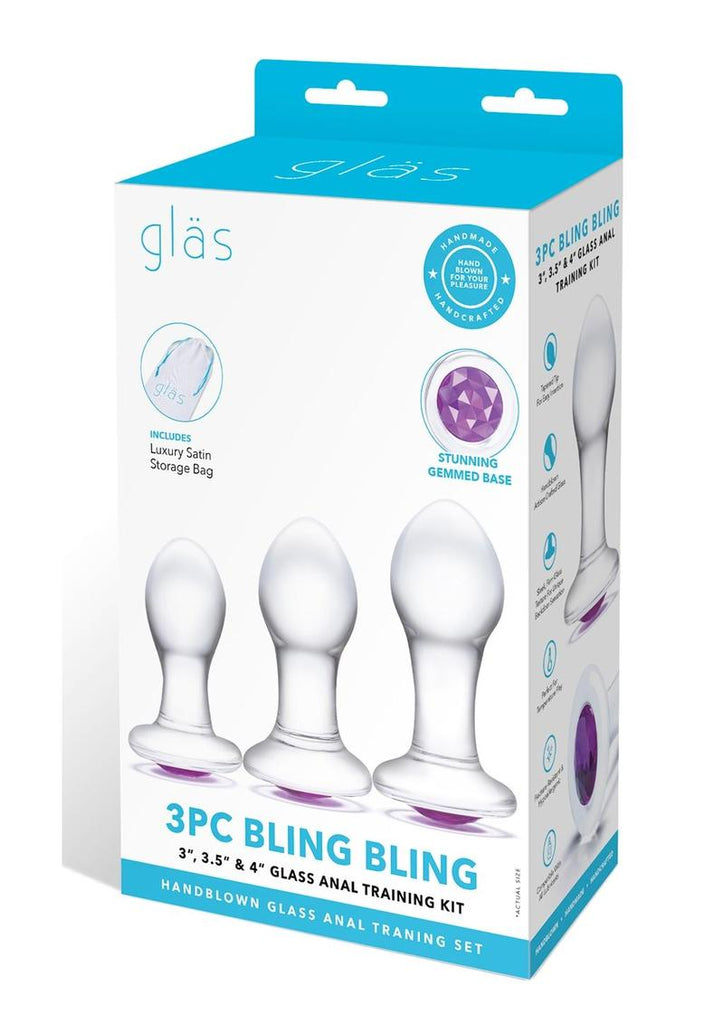 Bling Bling Glass Anal Training Kit - Clear - 3 Piece