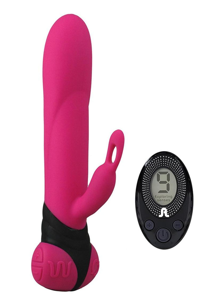 Bonnie and Clyde Rechargeable Silicone Rabbit Vibrator - Black/Pink