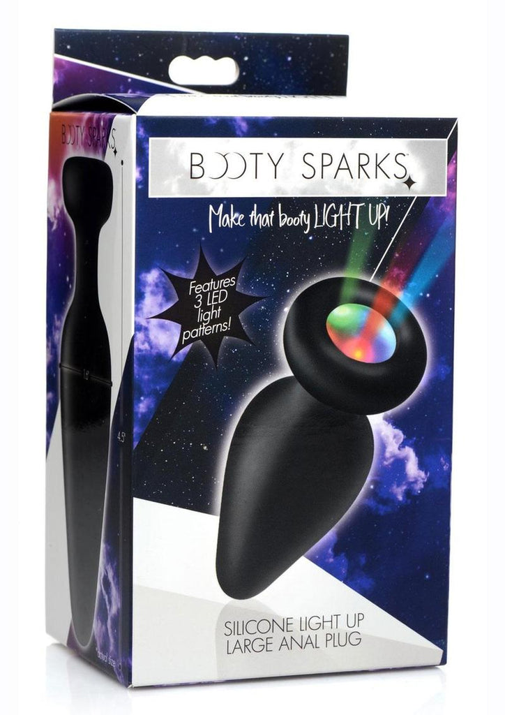 Booty Sparks Silicone Light-Up Anal Plug - Black - Large