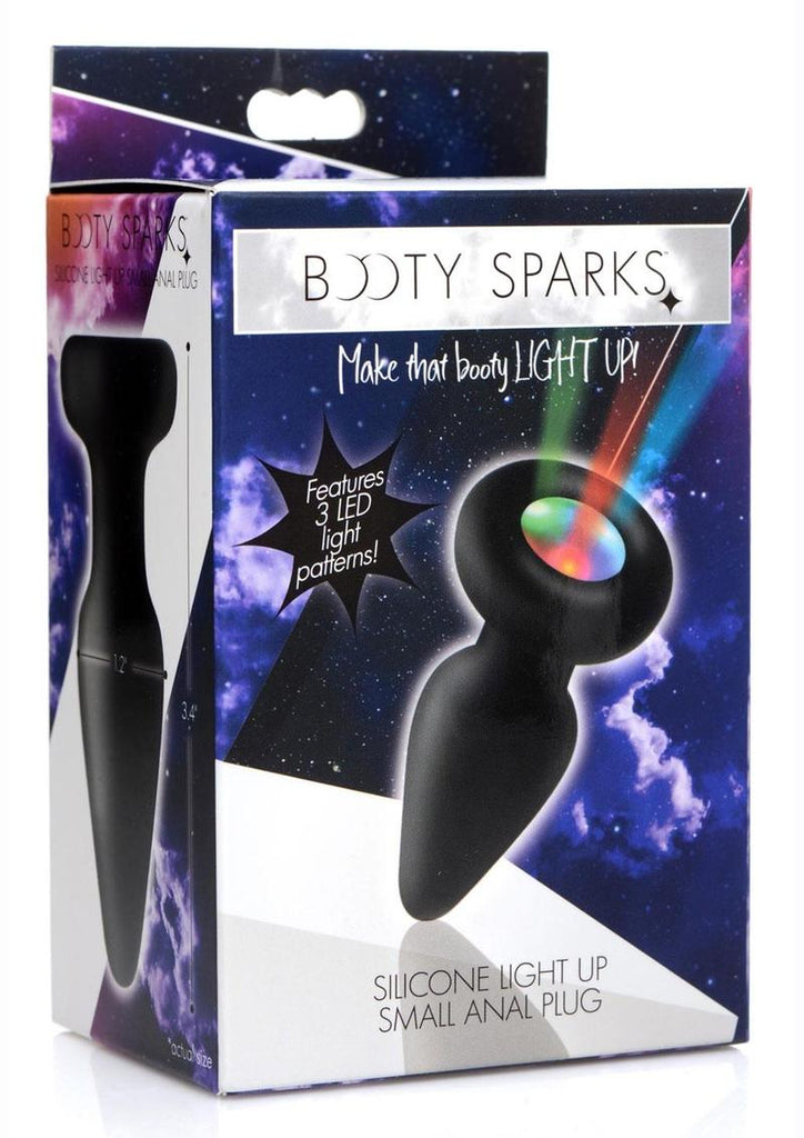 Booty Sparks Silicone Light-Up Anal Plug - Black - Small