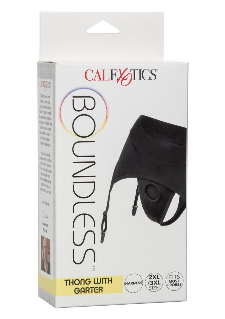 Boundless Thong with Garter Harness - Black - 3XLarge/XXLarge