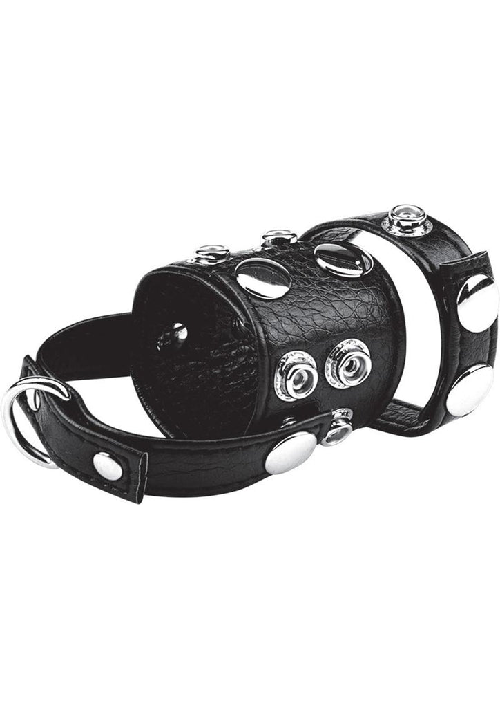C and B Gear Cock Ring with Ball Stretcher - Black - 1.5in