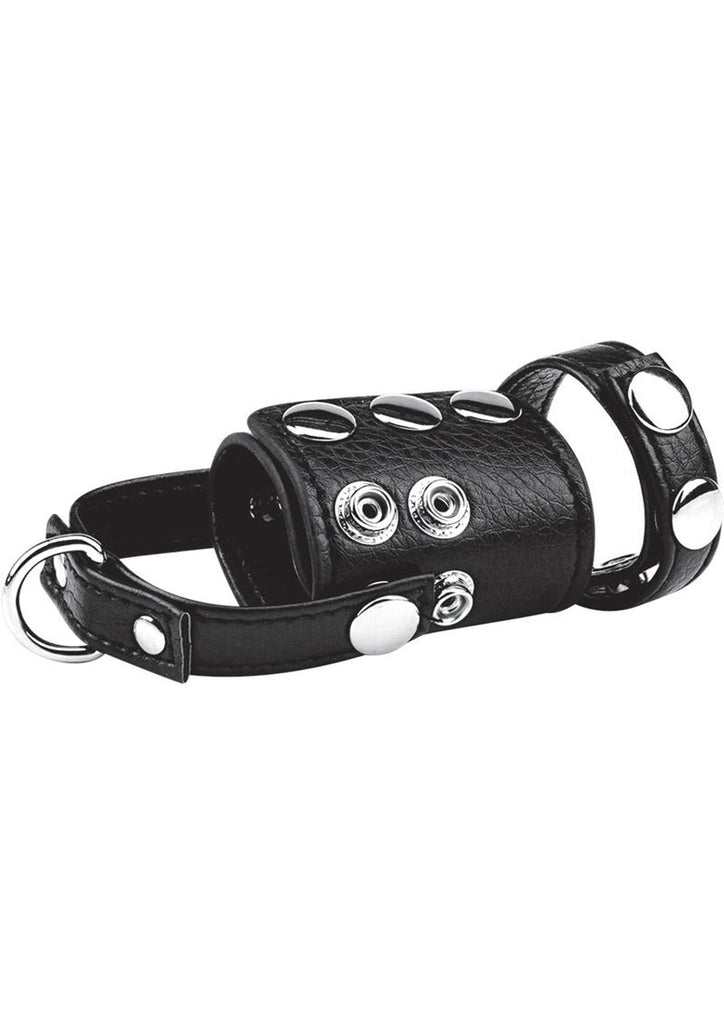 C and B Gear Cock Ring with Ball Stretcher and Optional Weight Ring - Black - 2in