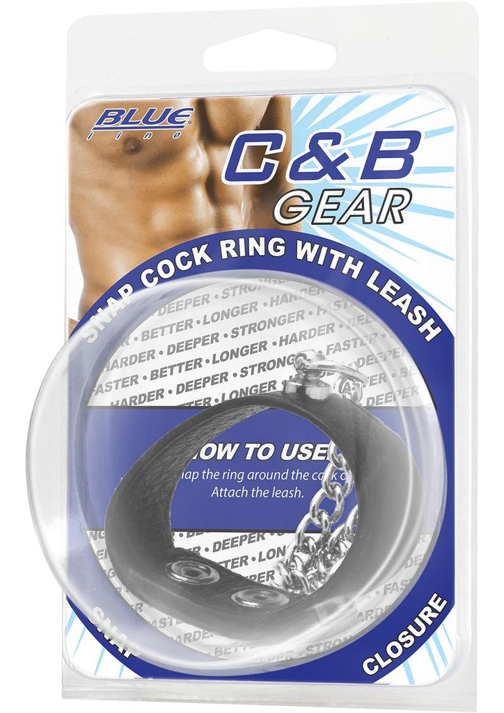 C and B Gear Snap Cock Ring with Leash - Black - 12in