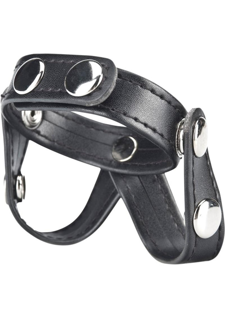 C and B Gear V-Style Cock Ring with Ball Divider - Black