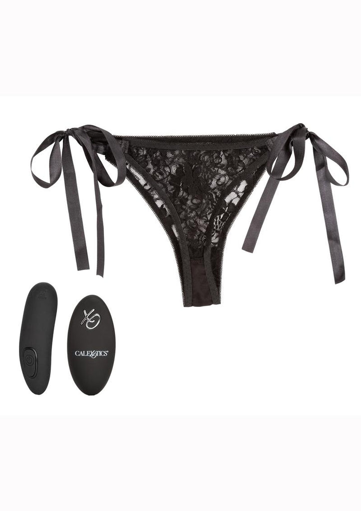 Calexotics Silicone Rechargeable Lace Thong Panty Vibe with Remote Control - Black - 3 Pieces