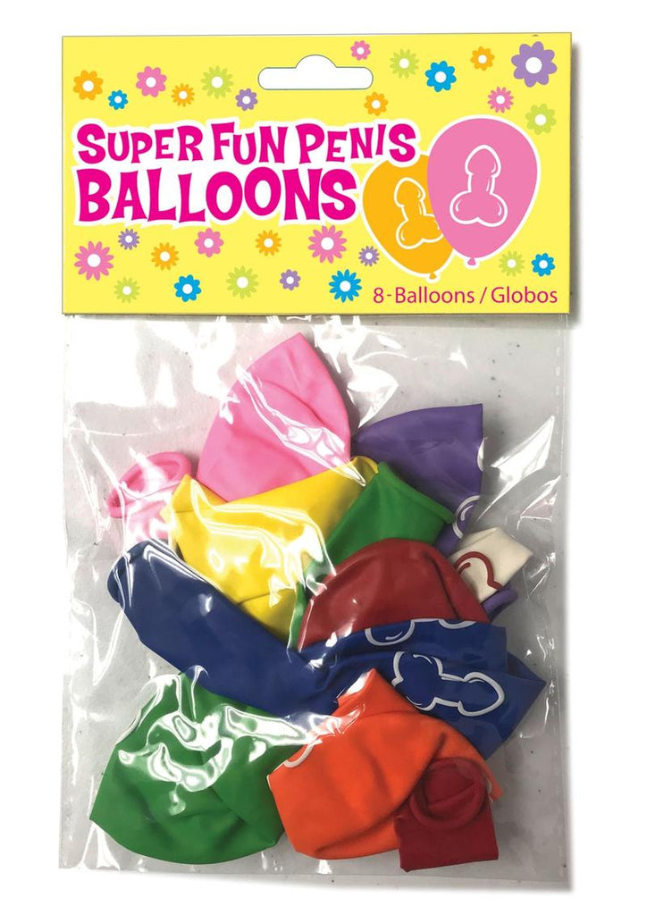 Candyprints Super Fun Penis Balloons - Assorted Colors - 8 Per Bag