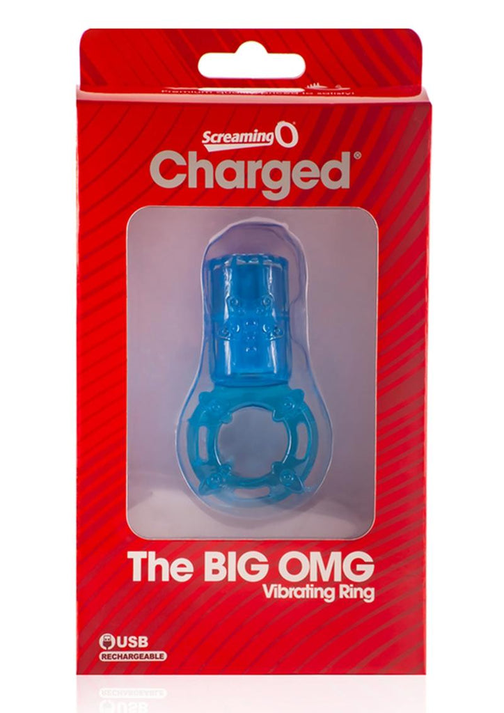 Charged Big Omg Vibrating Ring USB Rechargeable Waterproof - Blue