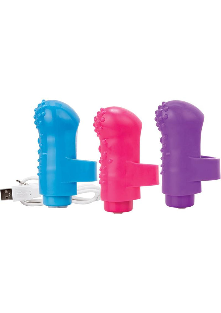 Charged Fing O Rechargeable Finger Vibe - Assorted 6 - Assorted Colors - Box