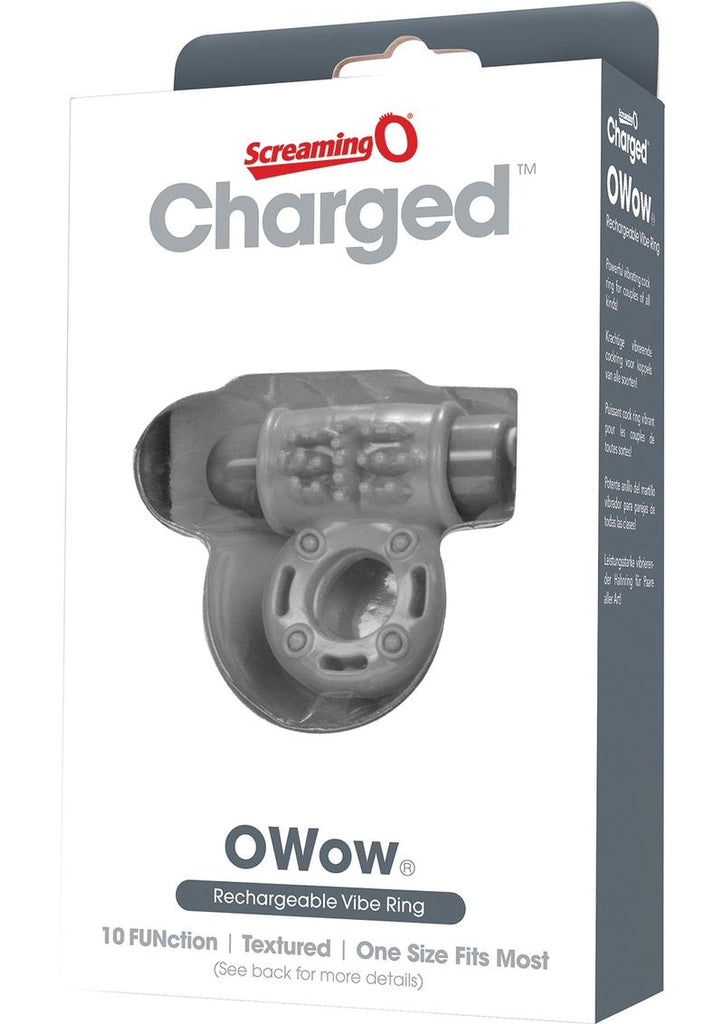 Charged OWOW Rechargeable Vibe Ring Waterproof - Gray/Grey