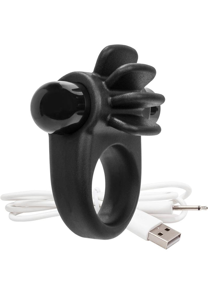 Charged Skooch Rechargeable Vibe Silicone Cock Ring Waterproof - Black