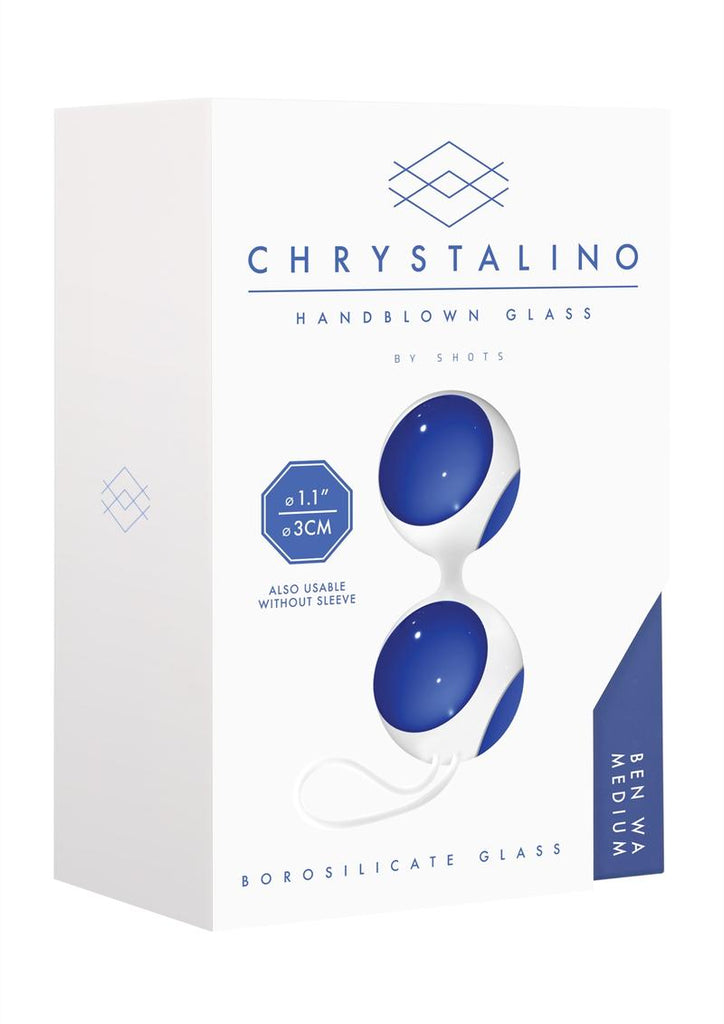 Chrystalino Ben Wa Medium Glass Ben Wa Balls - Blue/White